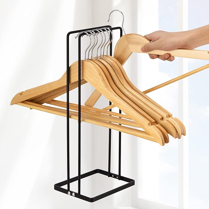 EASTTOWEST Hanger Organizer Stacker for Closet Laundry Room,Holds up 110 Wire Hanger,Black Carbon Steel Clothes Hanger Storage Rack Holder for Adult or Child
