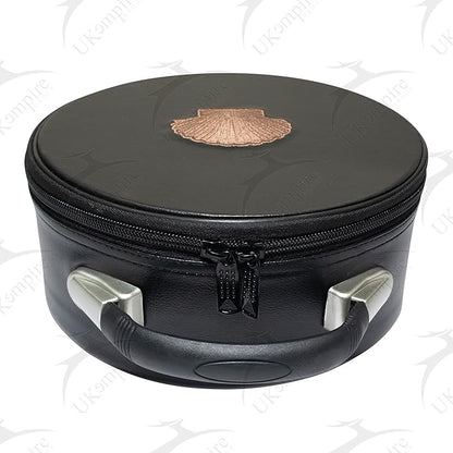 Masonic Crown Cap Case ST Thomas Of Acon Black Leather, Embroidered Emblem (Brown) – Freemason Hat Carrying Storage Box