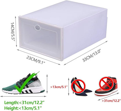 20pcs Shoe Storage Box, 13x9x5.5in Foldable Clear Plastic Shoe Box Set Stackable Storage Case Organizer Rack for Home,Closet,Display,Space Saving
