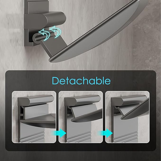 Detachable Soap Dish for Shower, 4 Slot Self-Adhesive Soap Holder for Bathroom, Wall Mounted Shower Soap Holder, Stainless Steel Soap Tray Black