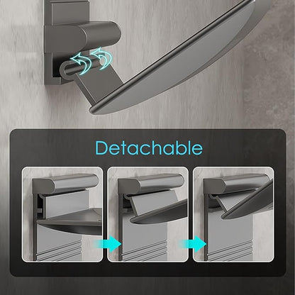 Detachable Soap Dish for Shower, 4 Slot Self-Adhesive Soap Holder for Bathroom, Wall Mounted Shower Soap Holder, Stainless Steel Soap Tray Black