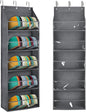 Hat Organizer for Baseball Caps - Hat Rack for Door - Hat Storage for Baseball Caps，Hat Holder on Wall, Clear Deep Pockets， 5 Tiers, Holds at Least 60 Hats, with 3 Hooks (Grey)