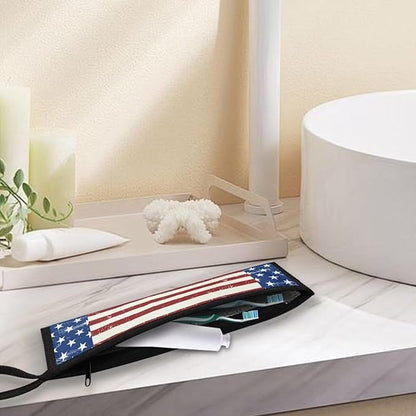 Cutlery Storage Bag Travel Silverware Cloth Bags for Travel Tableware Carrying Bag Travel Silverware Case Utensil Pouch Utensil Case,US Flag Blue and Red