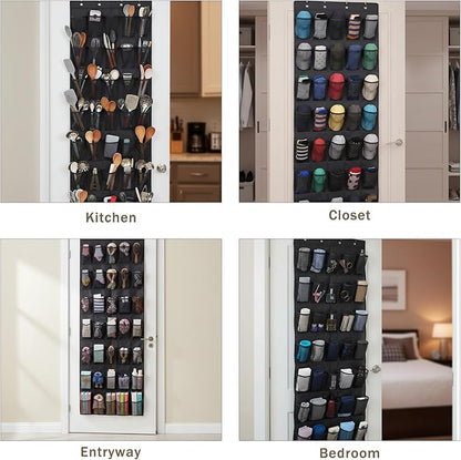 2 PCS 35 Pocket Over the Door Shoe Organizer, Large Capacity Closet Storage for Men and Women, Reusable Breathable Large Mesh Bag Hanging Shoe Rack Organizer for Entryway Closet Bedroom
