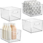 iDesign Stackable Plastic Bathroom Storage Handles-Set of 4-Clear 10.53 x 8.26 x 6.24 Bin-Small M4