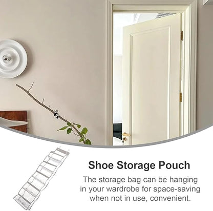 Multi-layer Over The Door Shoe Organizer Bag Transparent PVC Hanging Storage for Closet and Home Lightweight Reusable Multi-purpose Hanging Bag for Shoes and Accessories