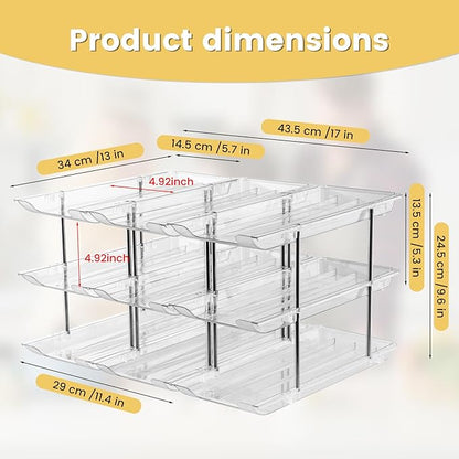 Can Organizer for Pantry, Stacking Can Storage Organizer Pantry, Automatic Can Rack for Fridge, 3Tire 3 Columns Can Holder for 36 Cans, Canned Goods Organizer Suitable for Cabinet Pantry Countertop