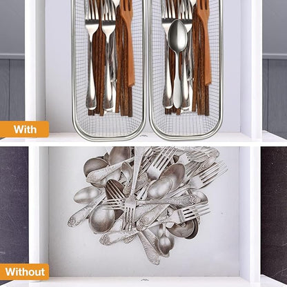 Cabilock Stainless Steel Utensil Drying Rack: Utensils Drawer Organizer - Dishwasher Silverware Drainer Basket, Chopsticks Spoons Forks Knifes Cutlery Storage for Kitchen Counter