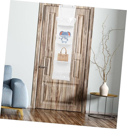 2Pcs Over The Door Handbag Organizer Multi Purpose Hanging Pocket Storage for Home Office School and Space Saving Design with Compartments White Grey