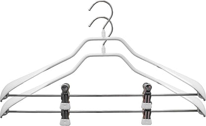 Mawa by Reston Lloyd BodyForm Series Non-Slip Space Saving Clothes Hanger with 2 Clips for Pants or Skirts, Style 42/LK, Set of 2,White