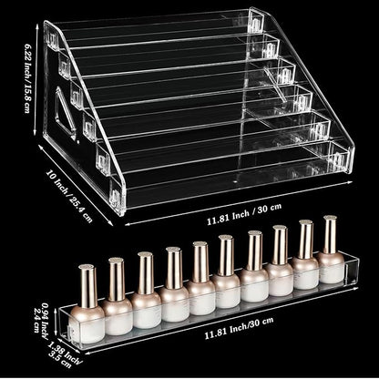 Jetec 2 Pcs Acrylic Card Display Stand Versatile Display for Trading Cards Greeting Card Sunglasses Organizer Nail Polish Holder Essential Oils Cosmetic Cases Eyewear Rack(6 Tiers Style)