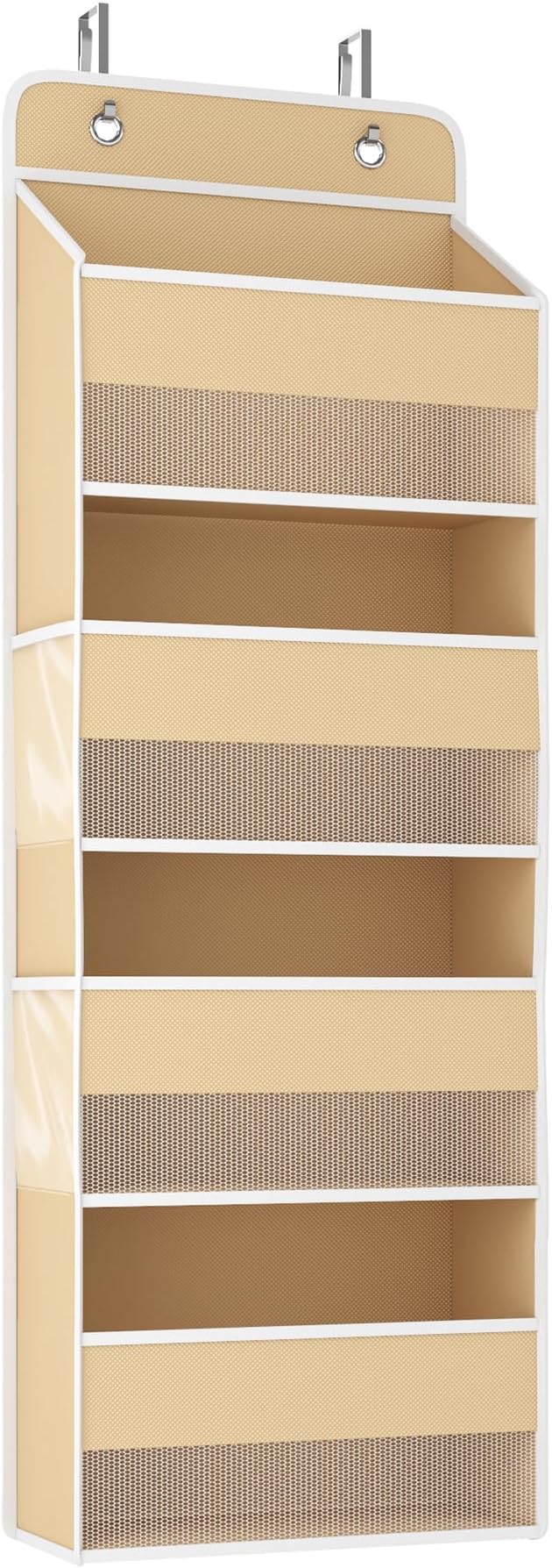 Kaitiemoo 1 Pack 4-Tier Over the Door Organizer, Heavy-Duty Large Deep Pocket Hanging With 4 Large Front & 4 Side Pockets With for Pantry, Kitchen, Bathroom, Dorm, Beige