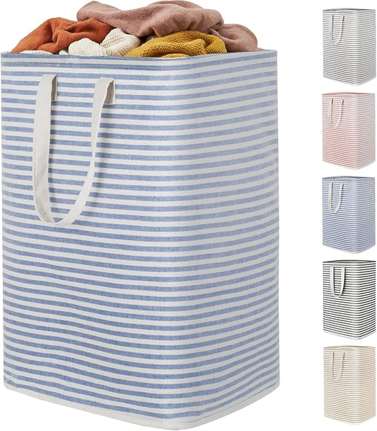 Lifewit 1 Pack Laundry Basket 80L Each, Collapsible Clothes Hamper with Reinforced Handles, Freestanding Waterproof Design for Bedroom and Laundry Room, Blue 80L Total