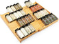 Bamboo Spice Drawer Organizer, (Need 3.1” Deep Drawer) Expandable 4 Tier Spice Rack for Cabinet (From 12" to 23" Wide), Seasoning Storage Insert, Spice Organizer for Drawer,Jars Not Included
