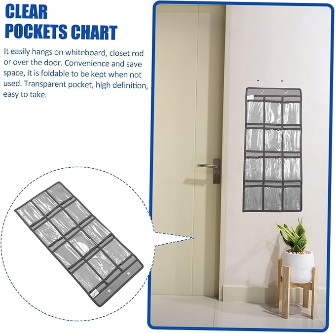 jojofuny 1Pc Clear Pockets Wall Hanger for Closet Shoe Storage Phone Calculator Organizer Compartment Hanging Pouch for Classroom Jewelry Accessory Holder