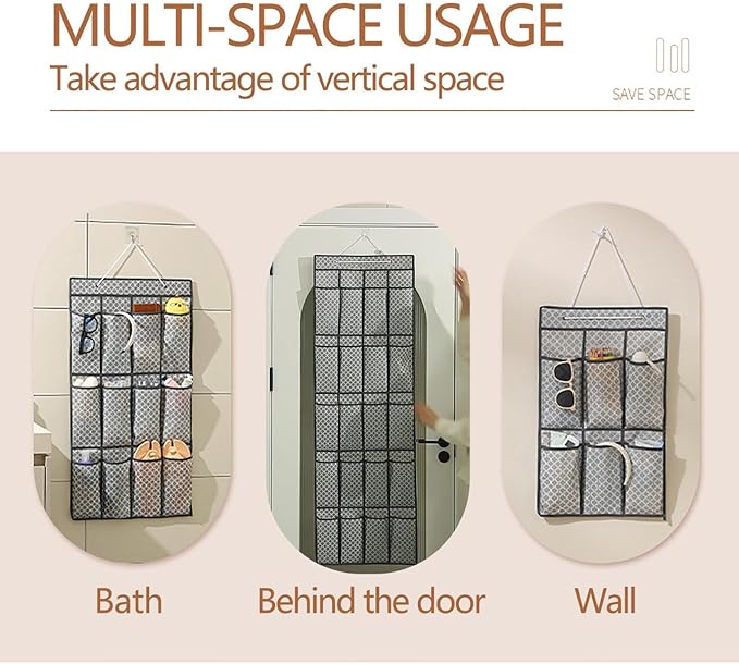 Over The Door Organizer, Hanging Shoe Organizer, Shoe Rack For Closet Hanging, Behind The Door Shoe Organizer, Mesh Large Pockets Shoe Rack Organizer, Hanging Storage Bag (B)