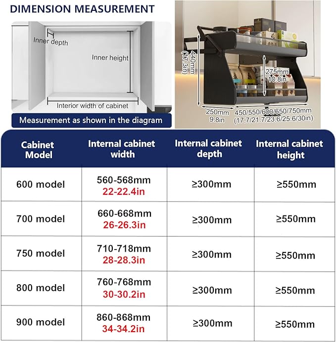 2 Tier Pull Down Shelf Pull Down Cabinet Organizer Features a Removable Washable Non-Slip Mat and Ample Storage Capacity Ideal for Kitchens and Bathrooms 450x250x440mm/17.7x9.8x17.3in
