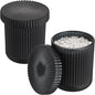 2 Pack Glass Qtip Holder with Lid, Qtip Dispenser Bathroom Storage Jars- Glass Apothecary Jars for Cotton Ball, Swab, Pads, Floss Picks, Bathroom Accessories Organization and Vanity Organizer(Black)