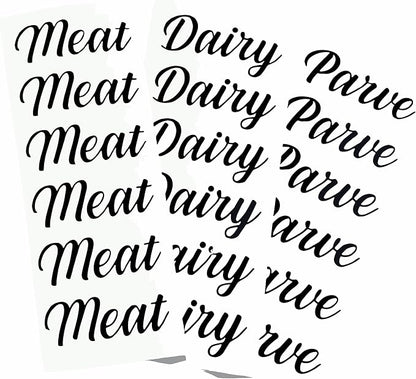 Kosher Meat Dairy & Parve Label Pack, 18 Labels Total