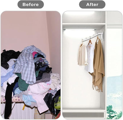 Sumnacon 2 PCS Stainless Steel Clothes Hanger Rack - Wall Mount Clothing Rack with Swing Arm, Sturdy Clothes Hanger Racks for Laundry Room Bedrooms Clothing Drying Hanger with 5 Hooks, White