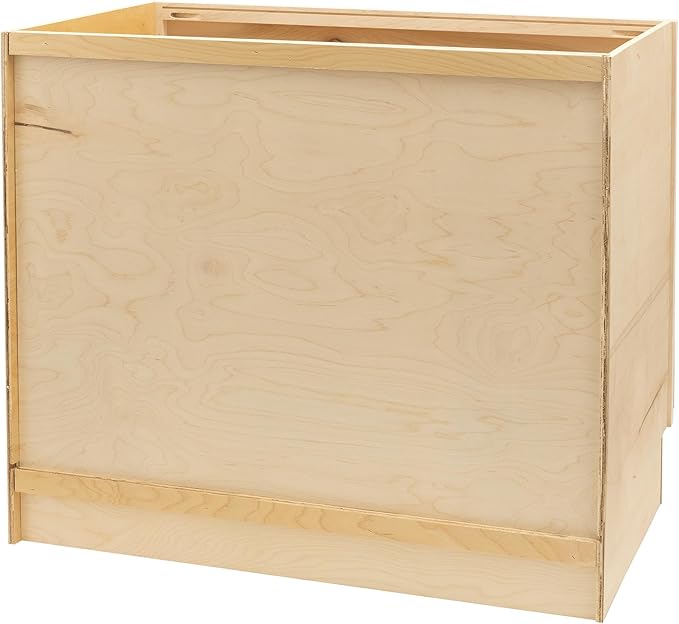 Quicklock RTA (Ready-to-Assemble) | Base Kitchen Cabinets - Shaker Style | Made in America (Raw Maple, 36" Wx34.5 Hx24 D Sink Base)