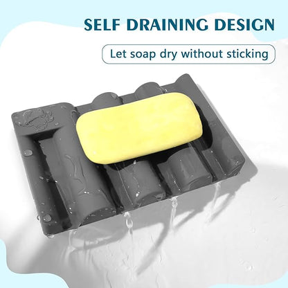 Silicone Soap Dish,Self Draining Soap Holder Perfect for Shower,Bathroom Sink,Kitchen Sink & Travel,Non-Slip Bar Soap Holder Extend Soap Life,Keep Soap Bars Dry & Easy Cleaning Grey-1Pcs