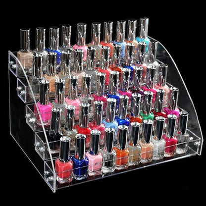 5 Tiers Clear Acrylic Organizer Holder Display Stands Nail Polish Organizer Makeup Table Retail Store Display Case Cosmetics Shop Store Candy Storage Eyeglass Stand Goods Shelf Case
