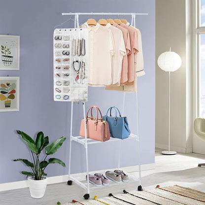 BB Brotrade Hanging Jewelry Organizer,Accessories Organizer,56 Pocket Organizer for Holding Jewelries (White-56 Pockets)
