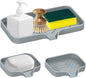 Kitchen Sink Tray,3 Pcs Silicone Sponge Holder for Kitchen Sink Organizer, Kitchen Soap Tray Self Draining Soap Dish for Bathroom