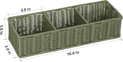 Bathroom Toilet Paper Basket: Water-resistant Resin 3-Section Organizer Above Toilet Space Efficient For Small Homes Stress Relief Sage Green 1pack