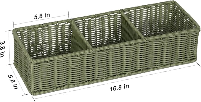 Toilet Paper Basket Decor: Sage Green Water-Resistant Organizer - 3-Section Basket Set | Modern Minimalist Storage 2-Pack