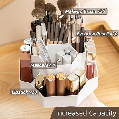 360° Rotating Makeup Brush Holder Organizer with 9 Slots, Makeup Organizers Countertop, Makeup organization and Skincare Storage for Vanity, Desktop, Bathroom (WHITE)