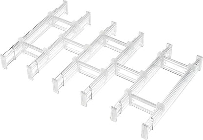 Vtopmart 2.36” Drawer Dividers with Expandable Inserts, 12.8"-22.3" Adjustable Kitchen Drawer Organizer, Clear Plastic Organizer Separator for Flatware, Utensil, Cutlery, 6 Dividers with 10 Inserts