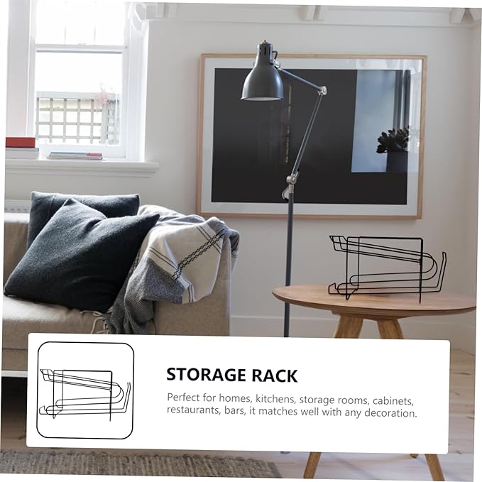 Zerodeko 1pc Black Refrigerator Storage Rack for Beverage Organization Double Drink Holder Smooth Surface Design for Beer and Soft Drinks