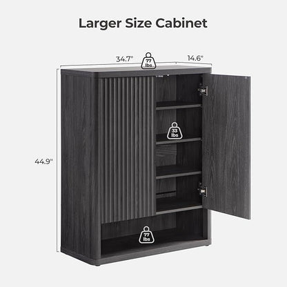 SICOTAS Shoe Cabinet 44 inch Tall Fluted Shoe Cabinet with Doors & 4 Shelves Wooden Large Hidden Shoe Storage Organizer Modern Free Standing 6-Tier Cabinet for Entryway Living Room Closet