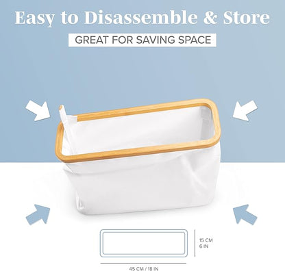 LONBET Toilet Paper Storage for 12 Rolls, Stackable & Foldable - The Ultimate Bathroom Organizer - Waterproof Basket with Bamboo Lid - Elegant Toilet Paper Storage Holder, Light Gray