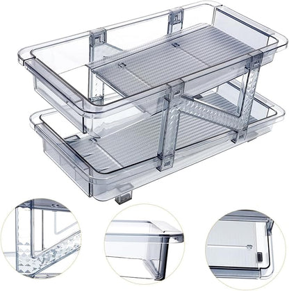 Soda Can Dispenser Double Tier Rolling Beverage Holder for Refrigerator Space-saving Drink Organizer Design for Easy Viewing for Kitchen and Pantry Storage