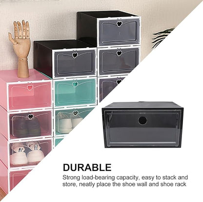 Dustproof Plastic Shoe Storage Box with Side-opening Door, Large Capacity 34x18x25cm Organizer for Sneakers and Boots, Stackable Shoe Container for Home Closet