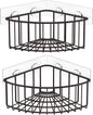 SMARTAKE 2-Pack Corner Shower Caddy Deep Basket Design, SUS304 Stainless Steel, Wall Mounted Bathroom Shelf with Adhesive, Storage Organizer for Toilet, Dorm and Kitchen (Bronze)
