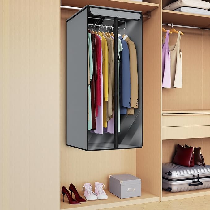 Univivi Garment Bags for Hanging Clothes, Large Clothes Storage Bags Closet Organizer with Clear Window, Premium Hanging Garment Storage Bag for Suits, Coats, Dresses, 40"(Grey)