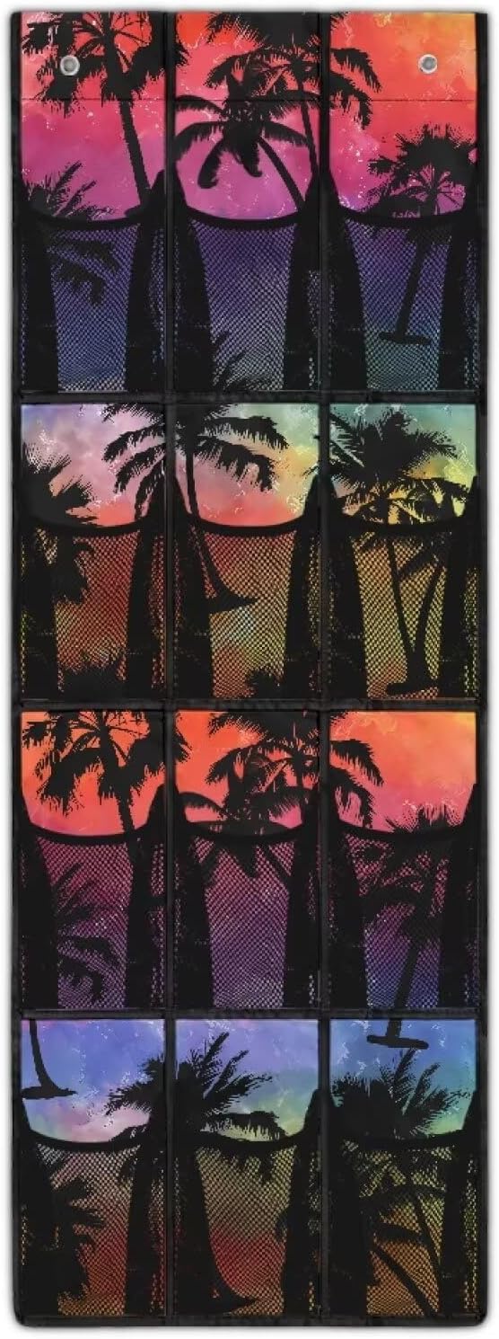 Palm Tree Over the Door Organizer Bathroom Door Storage for Toiletries Space Saving Hanging Shoe Organizer Rack for Closet College Dorm Room Garage Bedroom Classroom