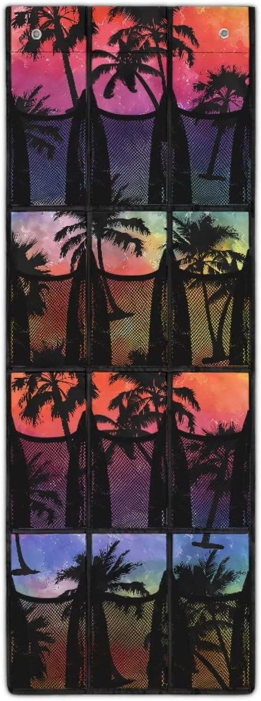 Palm Tree Over the Door Organizer Bathroom Door Storage for Toiletries Space Saving Hanging Shoe Organizer Rack for Closet College Dorm Room Garage Bedroom Classroom
