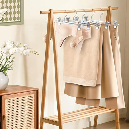 HUADYMEET 100 Pack 14Inch Pants Hangers with Clips,Metal Trouser Hanger for Jeans.Space Saving Skirt Hangers Heavy Duty Non-Slip Adjustable Clothes Shorts Hanger for Women,Men,White
