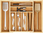 Expandable and Adjustable Bamboo Drawer Organizer Tray - Cutlery & Flatware Organizers for Kitchen Utensils, Silverware Organizer with Dividers, 6-8 Slots with Curved Grooves (Natural)