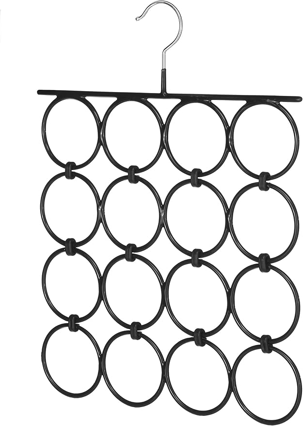 Whitmor Folding Scarf/Accessory Hanger, Black & Chrome, 0. 47 x 12. 25 x 15. 88 inch