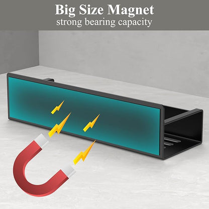 HuggieGems 4 Pack Magnetic Spice Rack Organizer for Refrigerator and Oven, Black Fridge Organizers and Storage for Kitchen