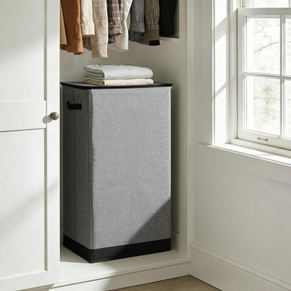 SOLEDI Laundry Hamper with Lid 100L Large & Tall Collapsible Laundry Basket, Clothes Hamper with Bag Removable Easy to Carry, Dirty Hampers for Bedroom, Bathroom, Dorm, College, Grey