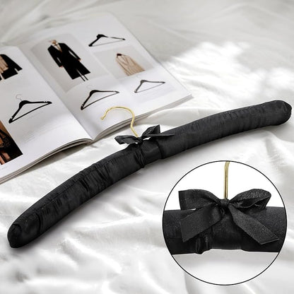 Tosnail 12 Pack Satin Padded Hangers, Foam Padded Dress Hanger with Gold Hook - Black