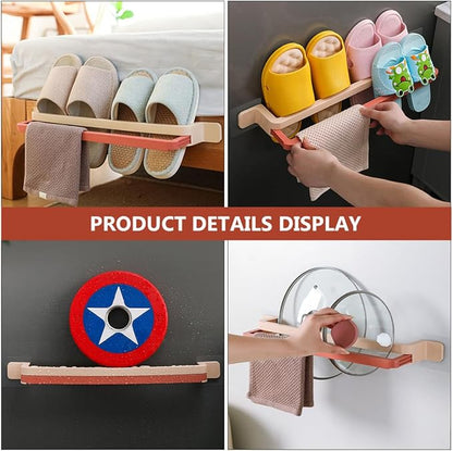 Wall Mounted Bathroom Storage Rack Slippers Organizer Punch-free Pink and Red Hanging Shoe Holder for Bathroom Space Saving