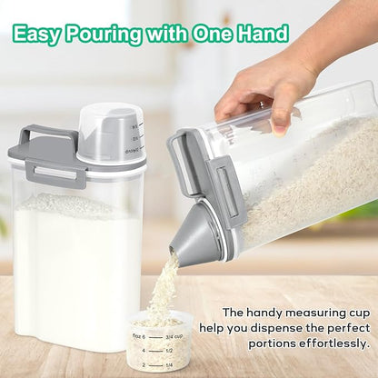 TBMax Rice Storage container 4 Lbs, Small Rice Dispenser with Measuring Cup, Cereal Containers Flour Bin, Kitchen Food Storage Container and Pantry Organizers, Pet Dog Cat Food Dispenser